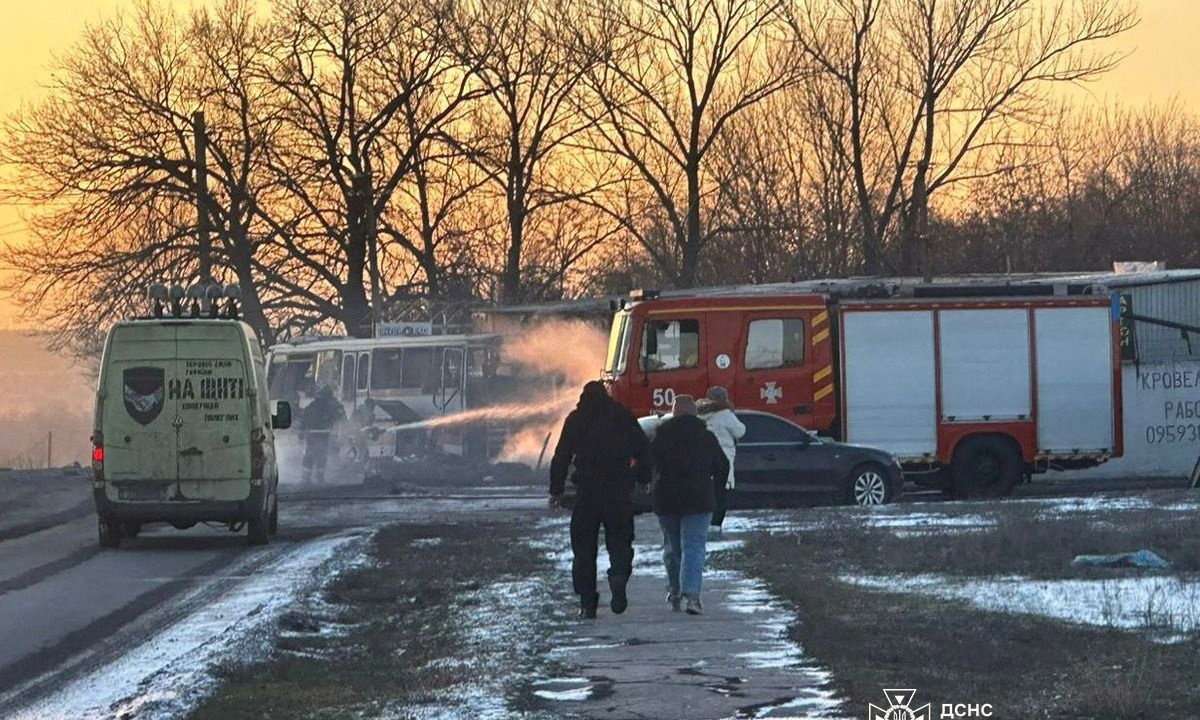 Aftermath of an attack in the Dnipropetrovsk region of Ukraine