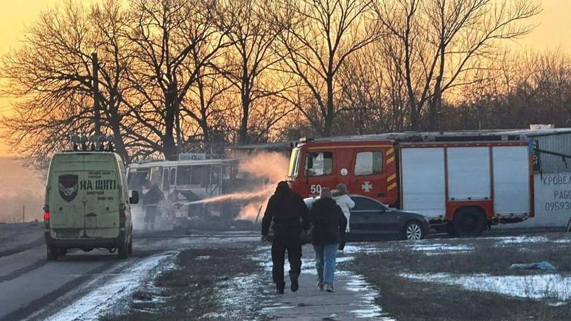 Aftermath of an attack in the Dnipropetrovsk region of Ukraine