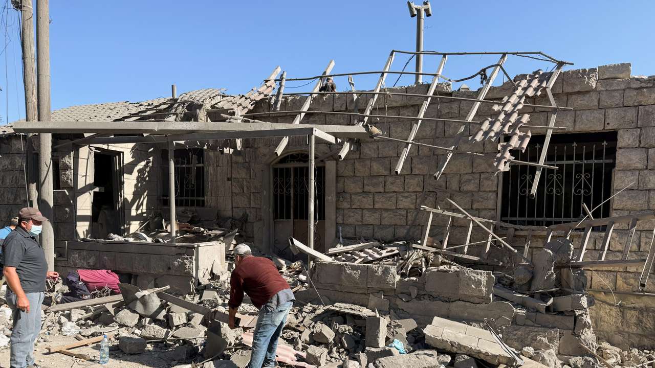 Aftermath of an Israeli air strike in Aitou