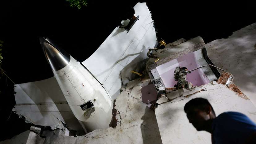 Aftermath of the Air India crash during take-off, in Ahmedabad