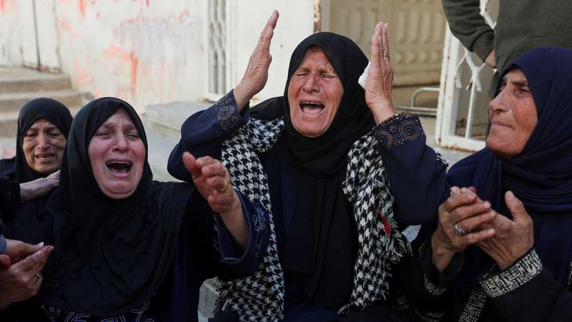 Funeral of Palestinians killed in an Israeli strike, according to medics, in Gaza City