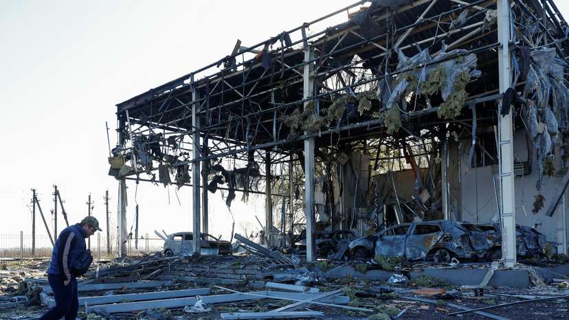 Aftermath of a Russian drone attack in Brovary, outside of Kyiv