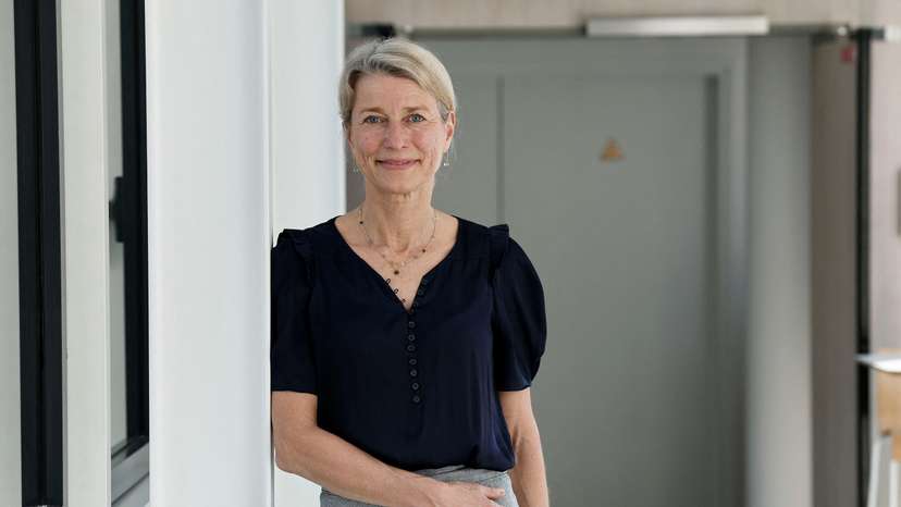 Eva Berneke, Chief Executive Officer of Eutelsat Group, poses at their headquarters in Issy-les-Moulineaux