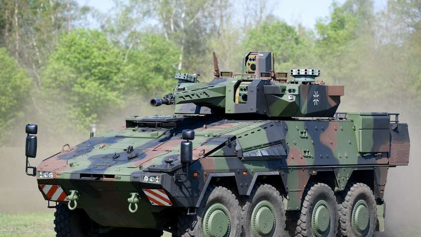 FILE PHOTO: Rheinmetall hands over the first Boxer armoured transport vehicle to Bundeswehr in Unterluess