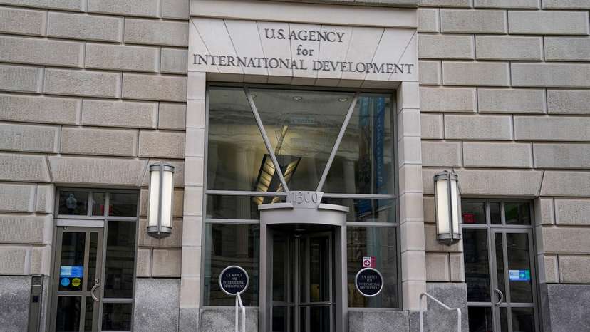 The USAID building sits closed to employees after a memo was issued advising agency personnel to work remotely, in Washington