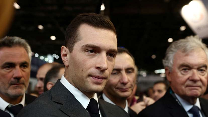 President of the French far-right RN party Bardella visits Eurosatory defence exhibition to campaign for early legislative elections