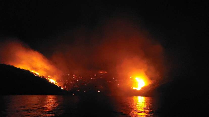 FILE PHOTO: A general view of a forest fire on the island of Hydra
