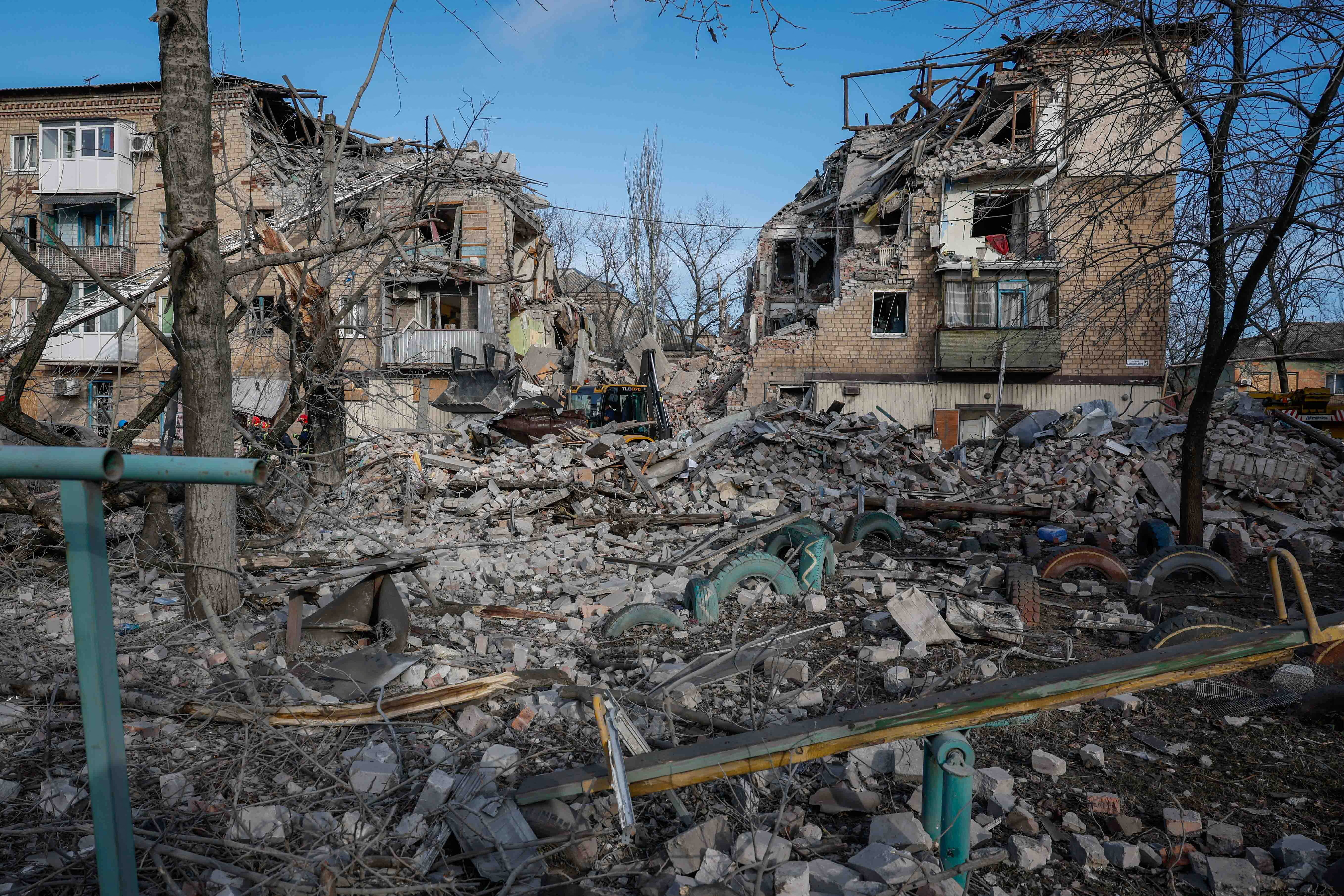 Aftermath of a Russian missile strike in Selydove