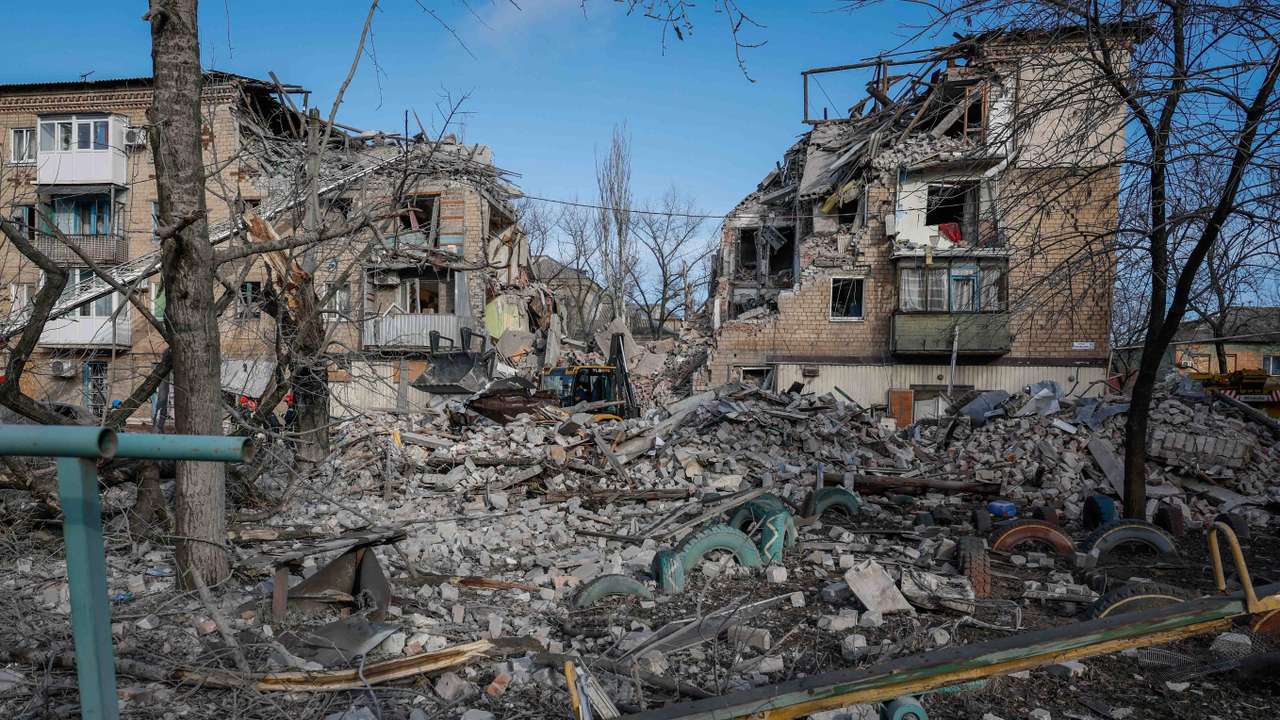 Aftermath of a Russian missile strike in Selydove