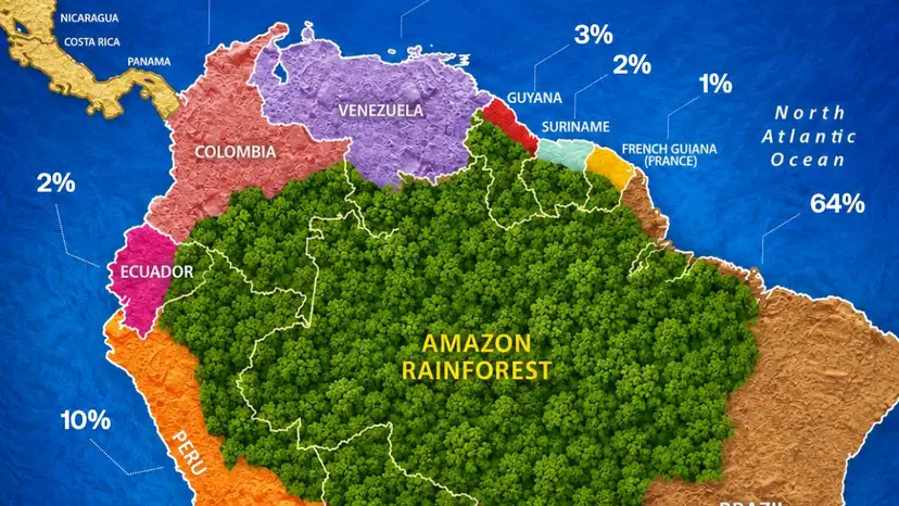 Amazon spans nine territories with Brazil home to nearly two-thirds of the rainforest