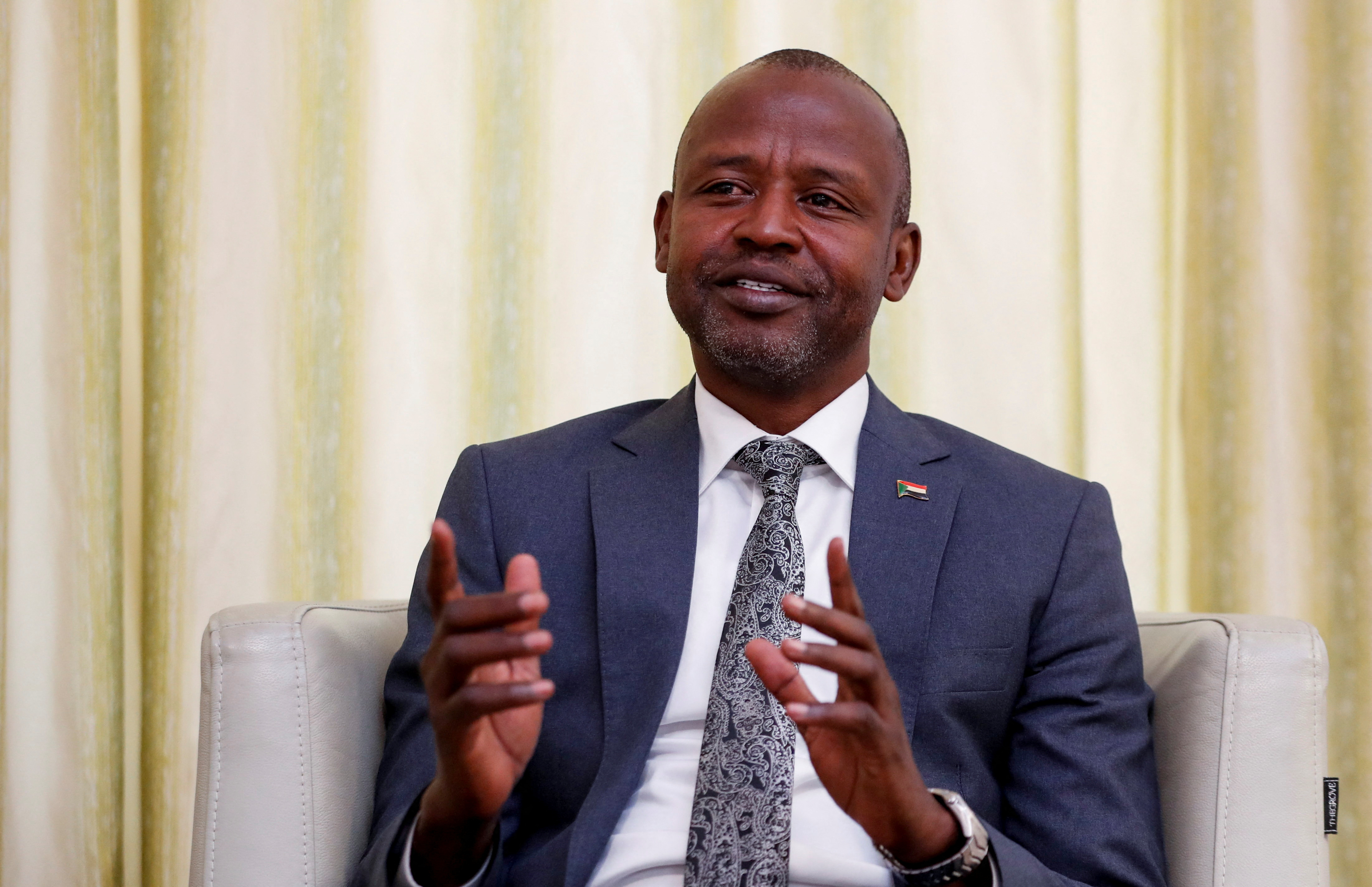 Al-Hadi Idris speaks during a Reuters interview after the Sudan's RSF, allied groups sign charter to form parallel government, in Nairobi