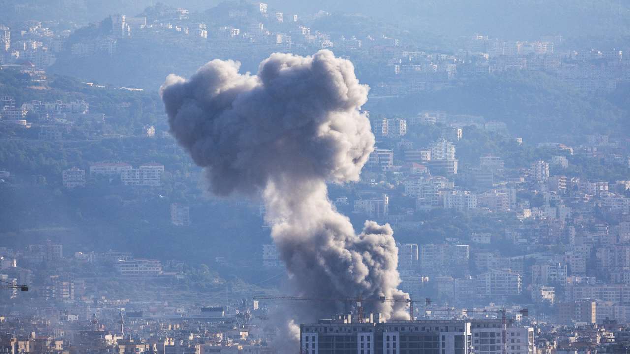 Smoke billows over Beirut's southern suburbs, after an Israeli strike