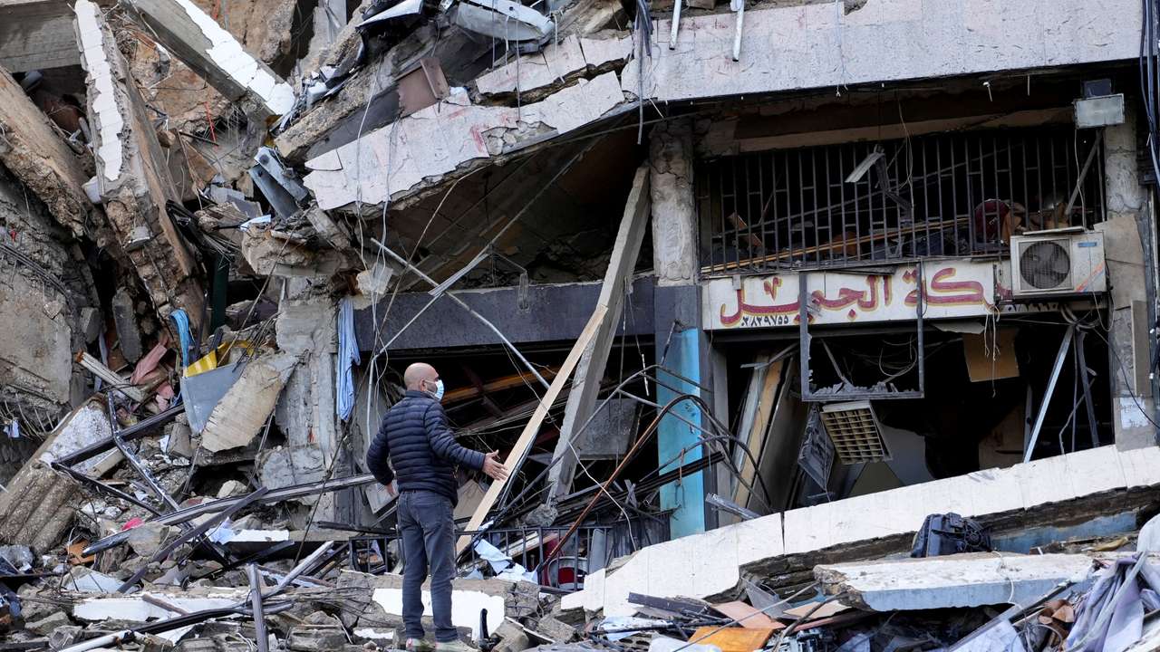 Aftermath of Israeli strikes on the Chiyah district of Beirut's southern suburbs