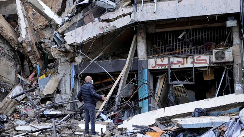 Aftermath of Israeli strikes on the Chiyah district of Beirut's southern suburbs