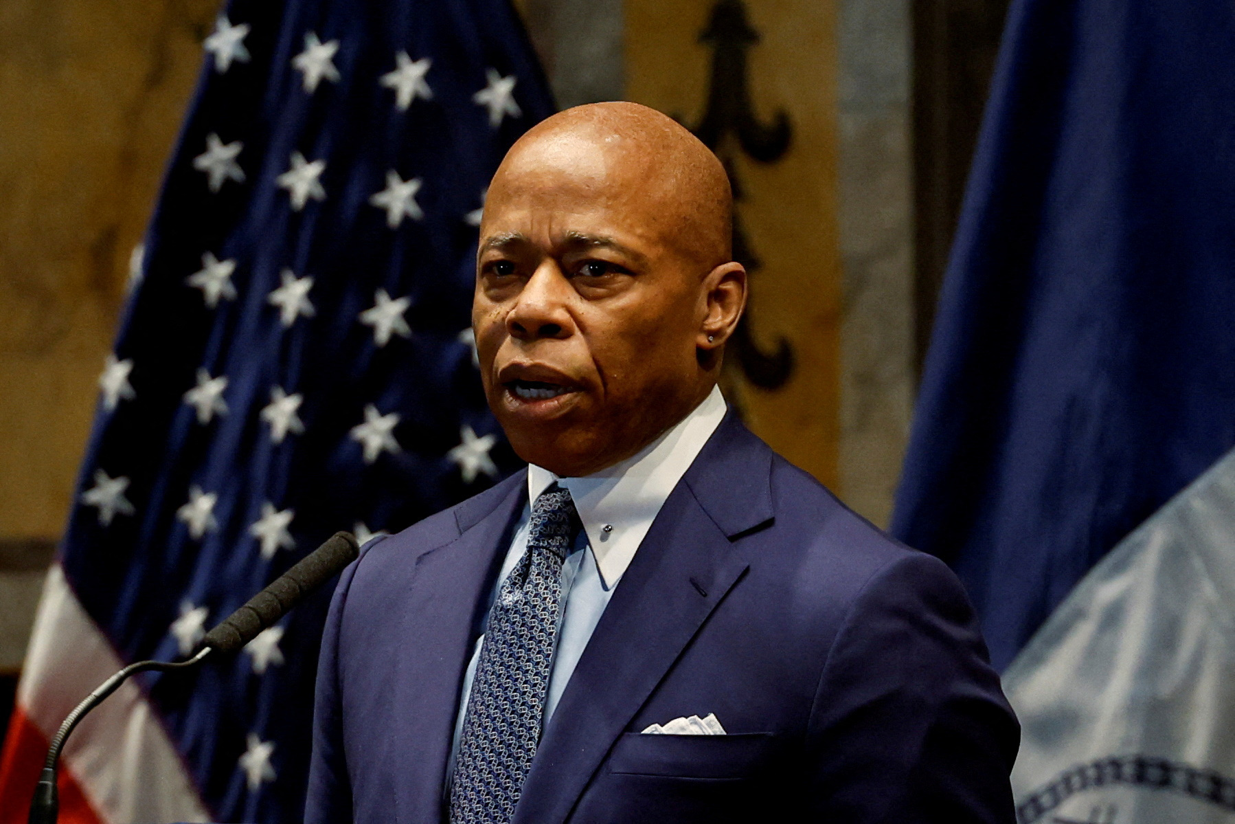 FILE PHOTO: New York City Mayor Eric Adams attends an interfaith breakfast event in Manhattan