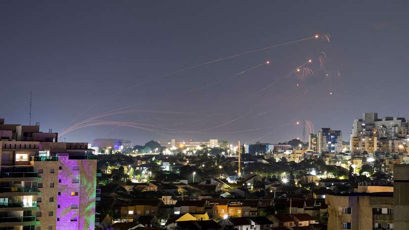 Israel's Iron Dome anti-missile system intercepts rockets launched from the Gaza Strip