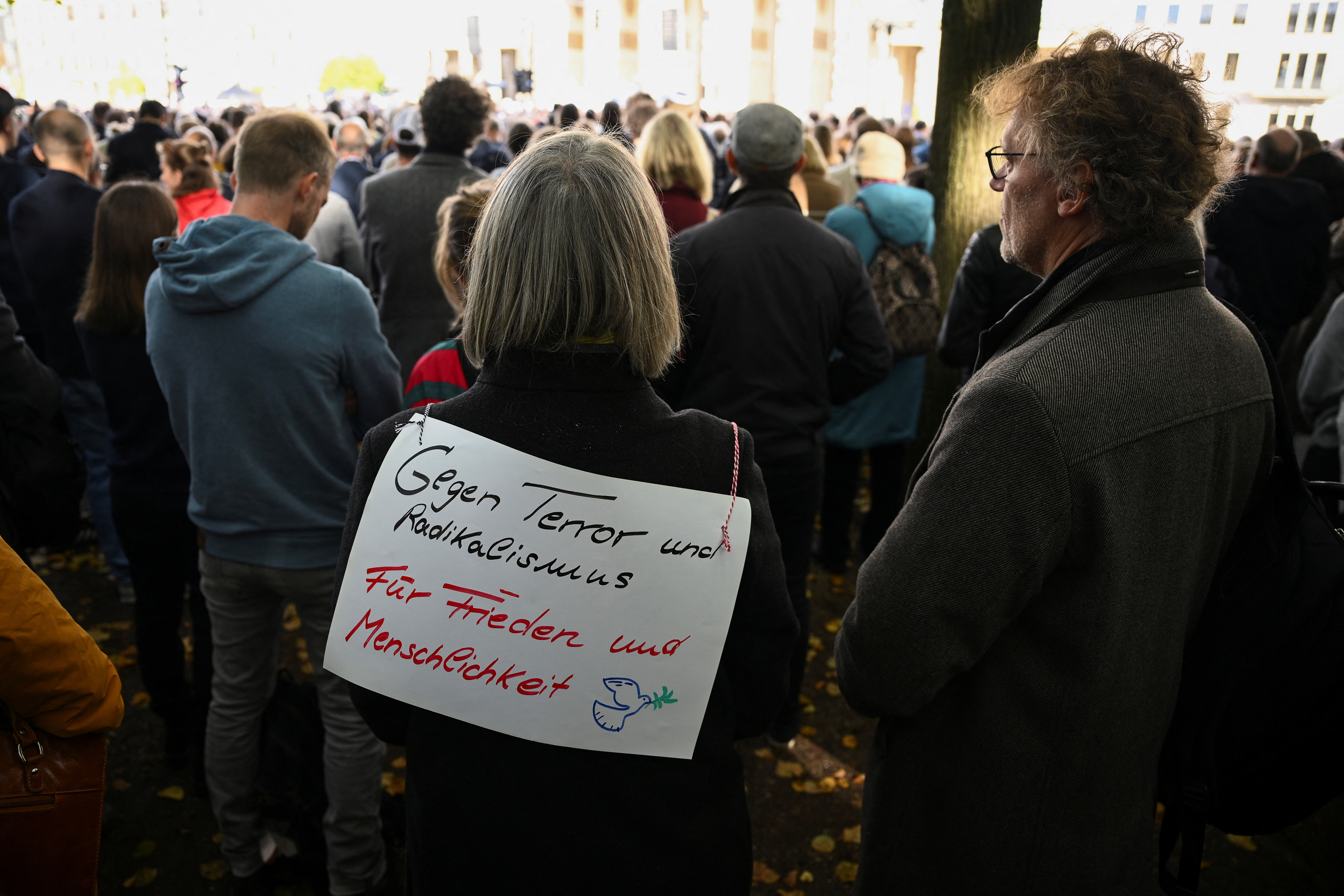 People attend the rally "Against terror and antisemitism! Solidarity with Israel" in Berlin