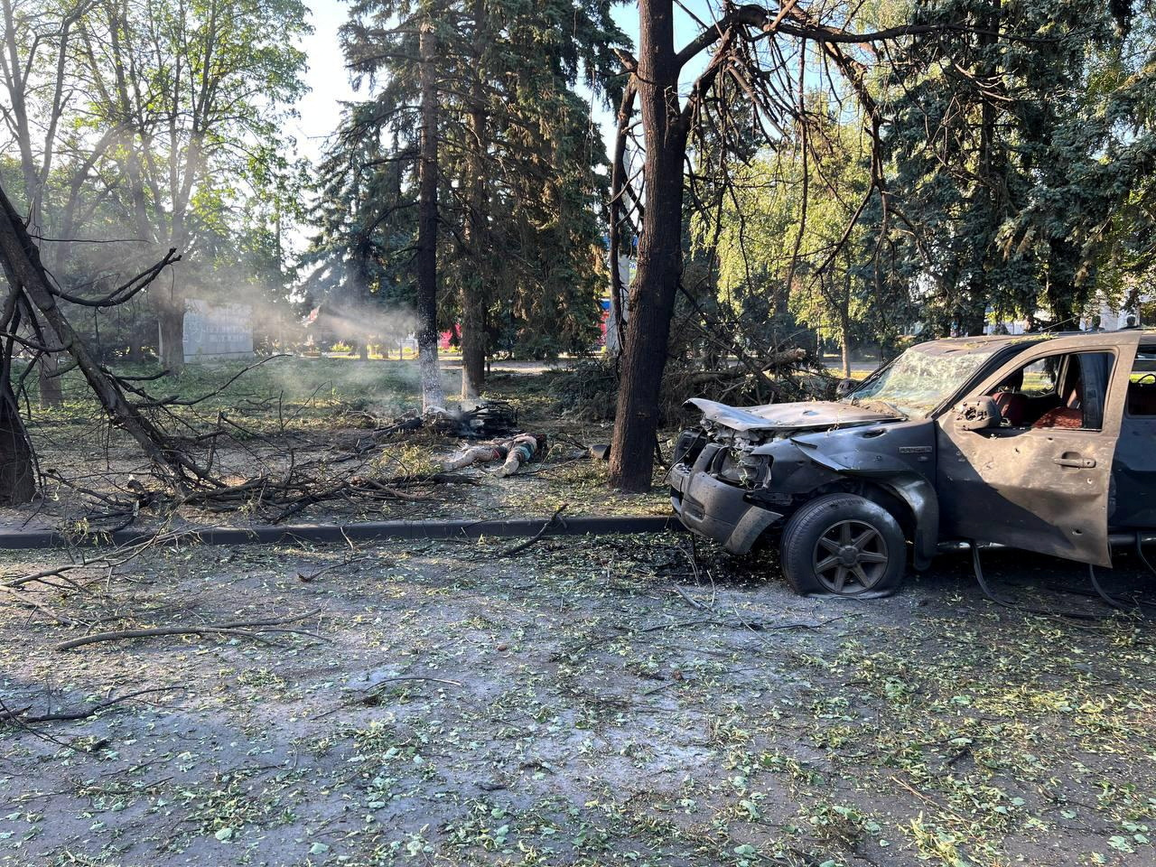 Aftermath of a Russian missile strike in Vilniansk