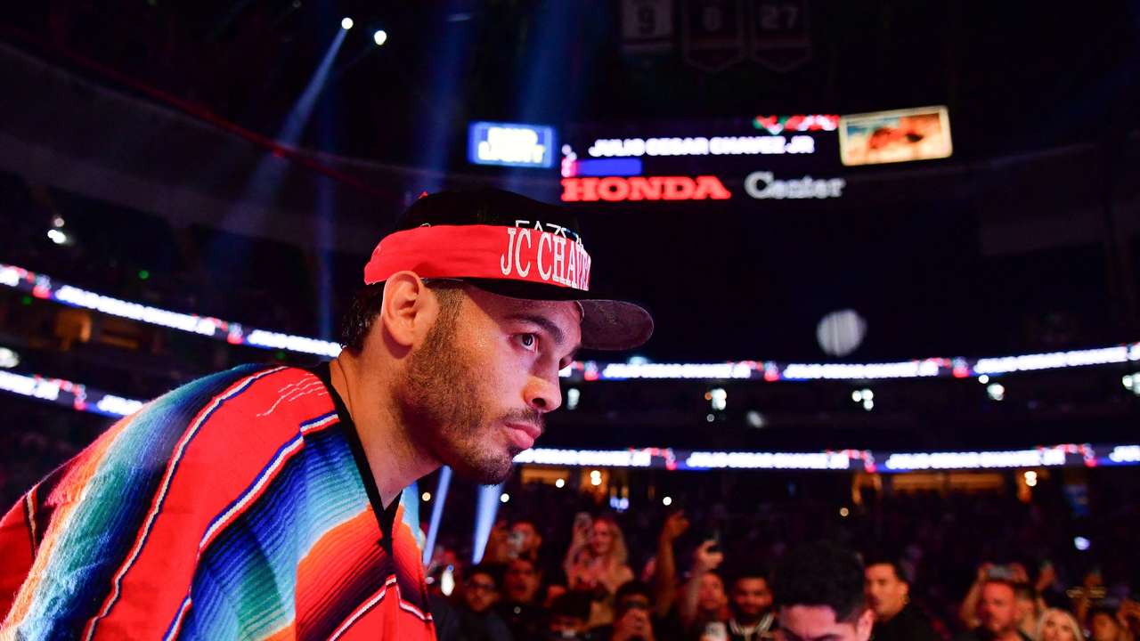 FILE PHOTO: Mexican boxer Julio Cesar Chavez Jr. fights against Jake Paul at Honda Center in Anaheim