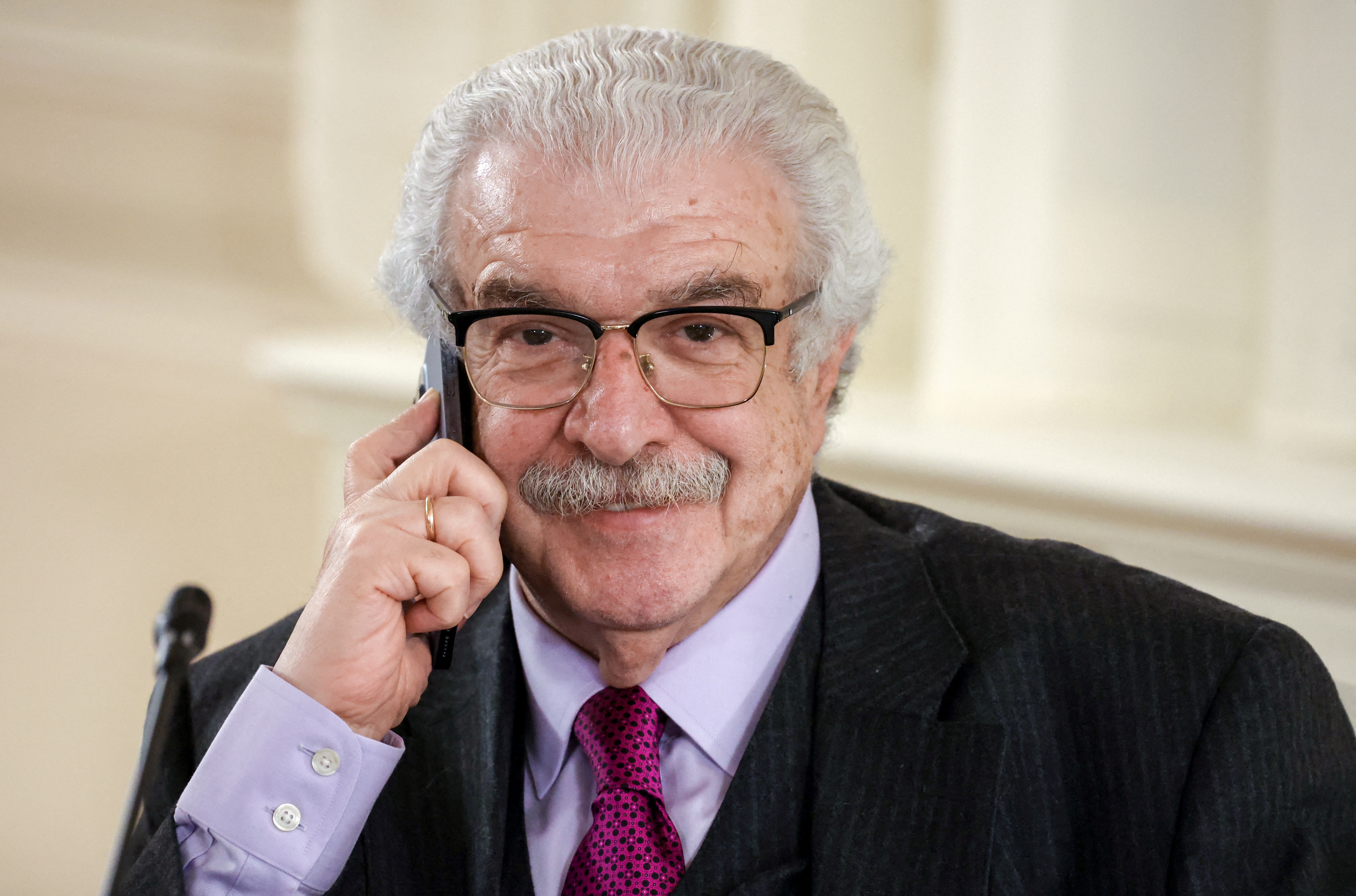 FILE PHOTO: Mikhail Gusman, First Deputy Director-General of TASS, attends a meeting of Russian President Vladimir Putin with heads of international news agencies in Saint Petersburg