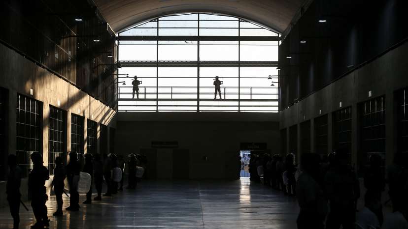 Media tour at CECOT prison in Tecoluca