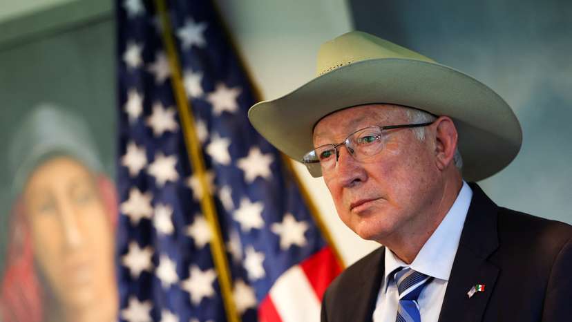 U.S. Ambassador to Mexico Ken Salazar holds a press conference in Mexico City