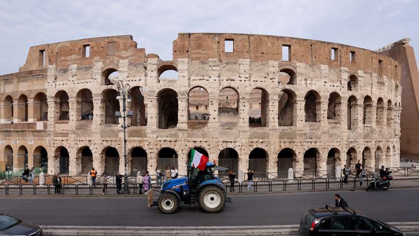 Farmers protest over price pressures, taxes and green regulation, in Rome