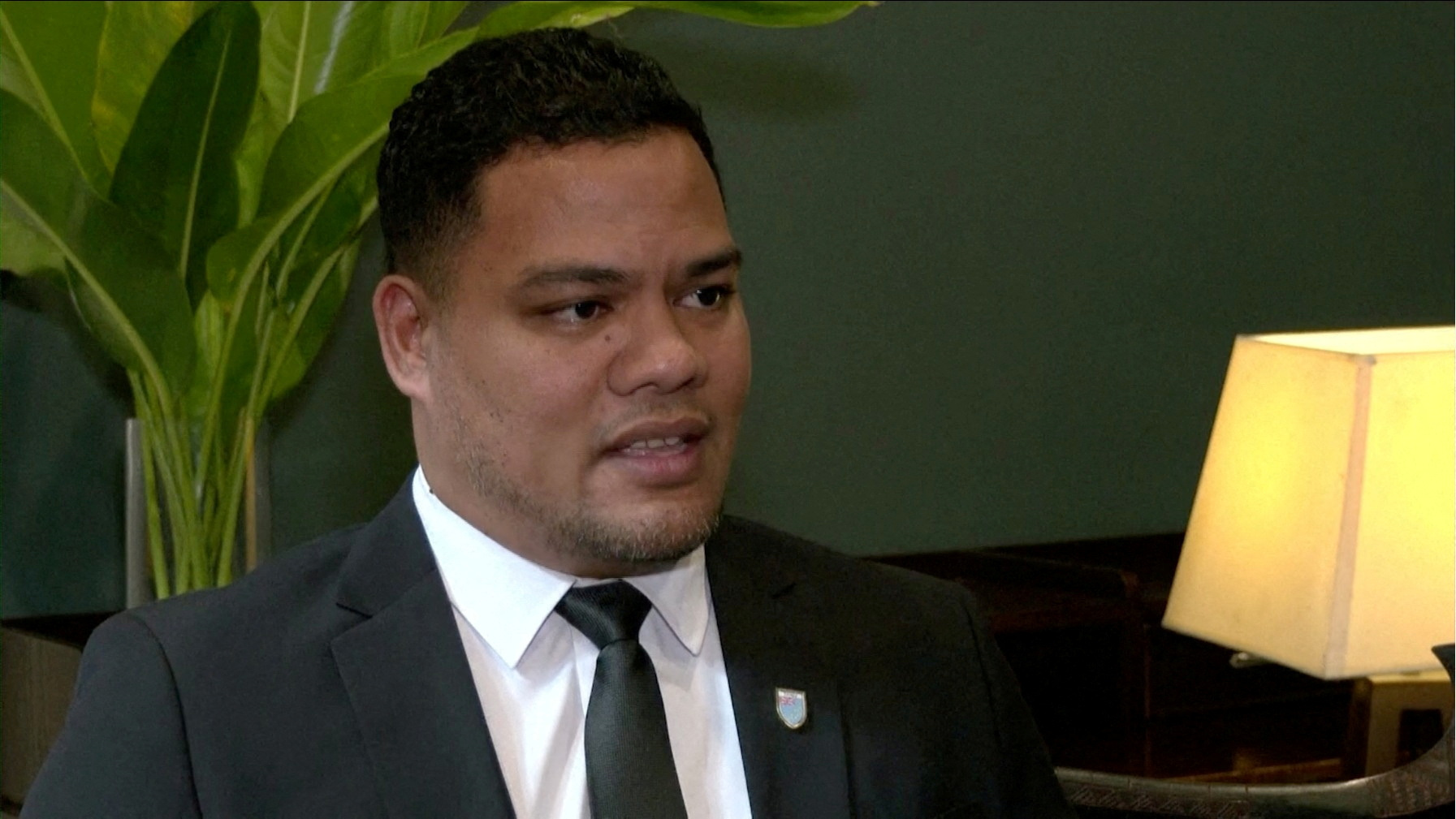 FILE PHOTO: Tuvalu foreign minister Simon Kofe speaks during an interview with Reuters in Suva