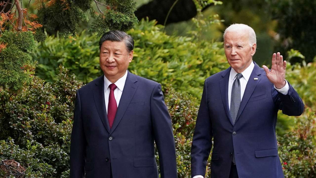 FILE PHOTO: U.S. President Joe Biden meets with Chinese President Xi Jinping on the sidelines of APEC summit, in Woodside