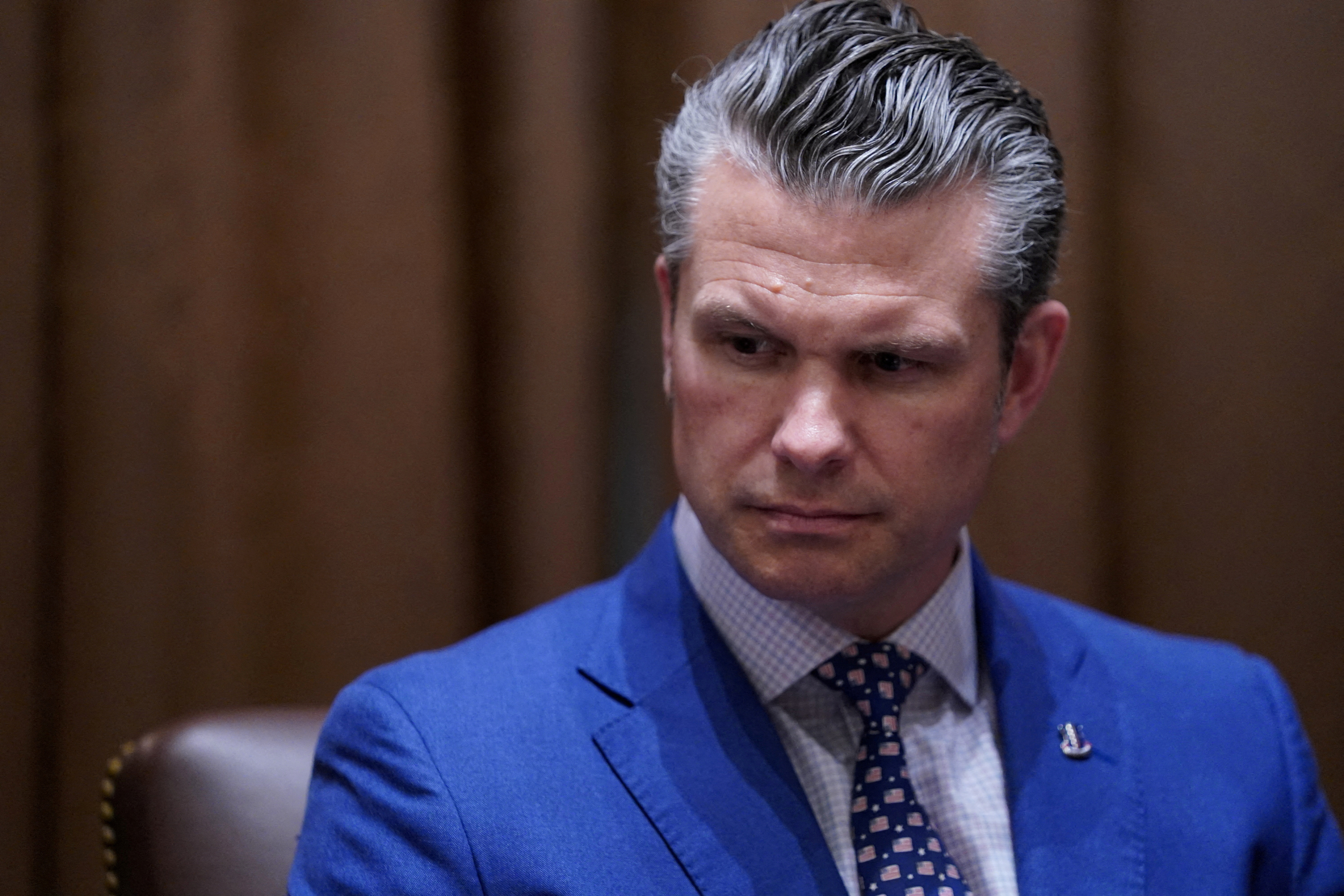 FILE PHOTO: U.S. Secretary of Defense Pete Hegseth attends a cabinet meeting at the White House