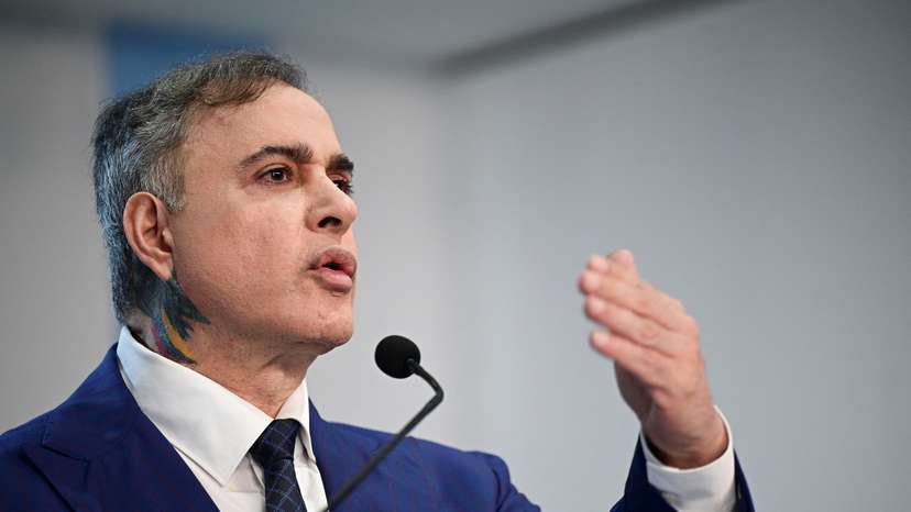 Venezuela's Attorney General Tarek Saab addresses the media, in Caracas