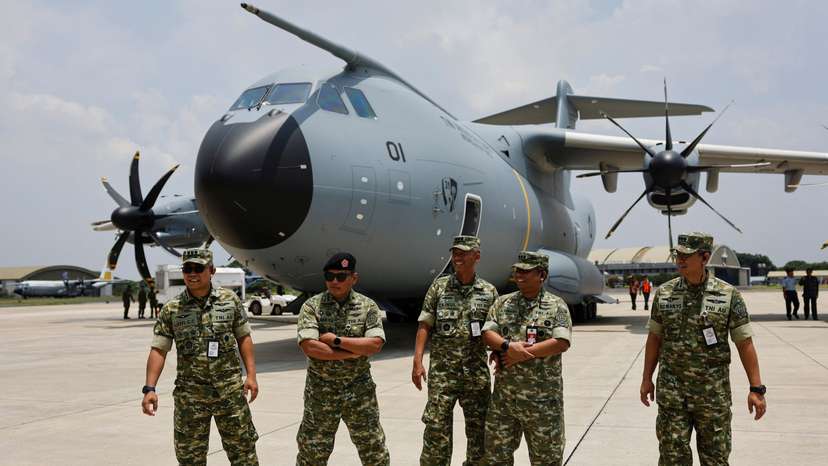 Handover ceremony for an Airbus A400M military plane from France at Halim Perdanakusuma Air Base, in Jakarta