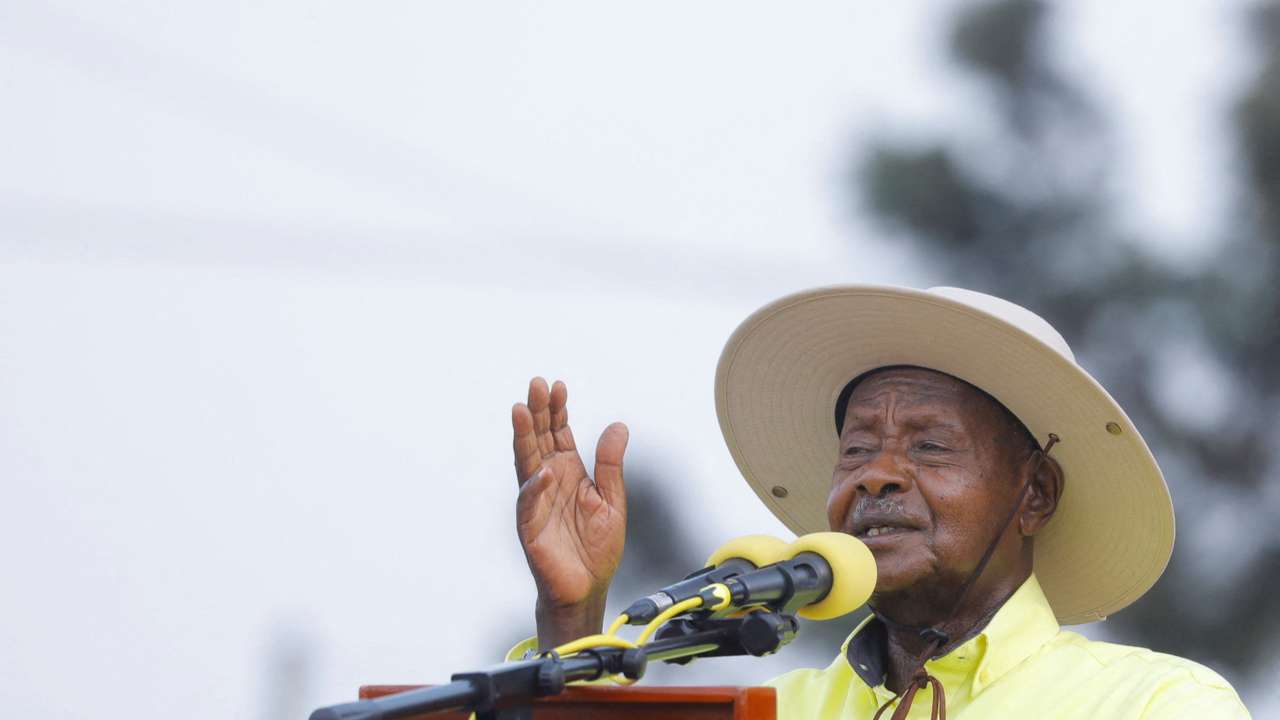 FILE PHOTO: Uganda's President Yoweri Museveni attend a campaign rally at the Kitebi Primary school, Rubaga division of Kampala