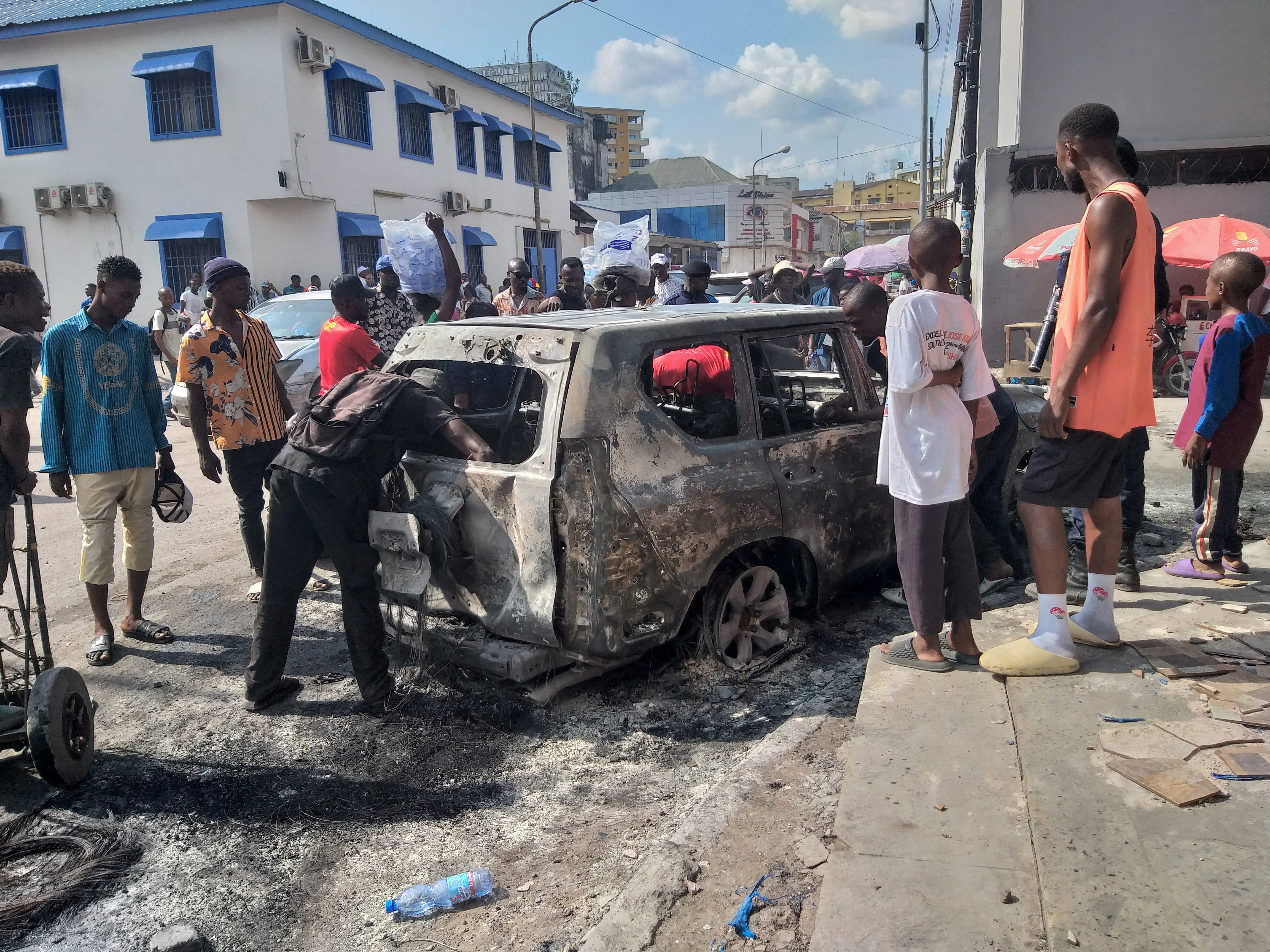 Aftermath of a protest  in Kinshasa