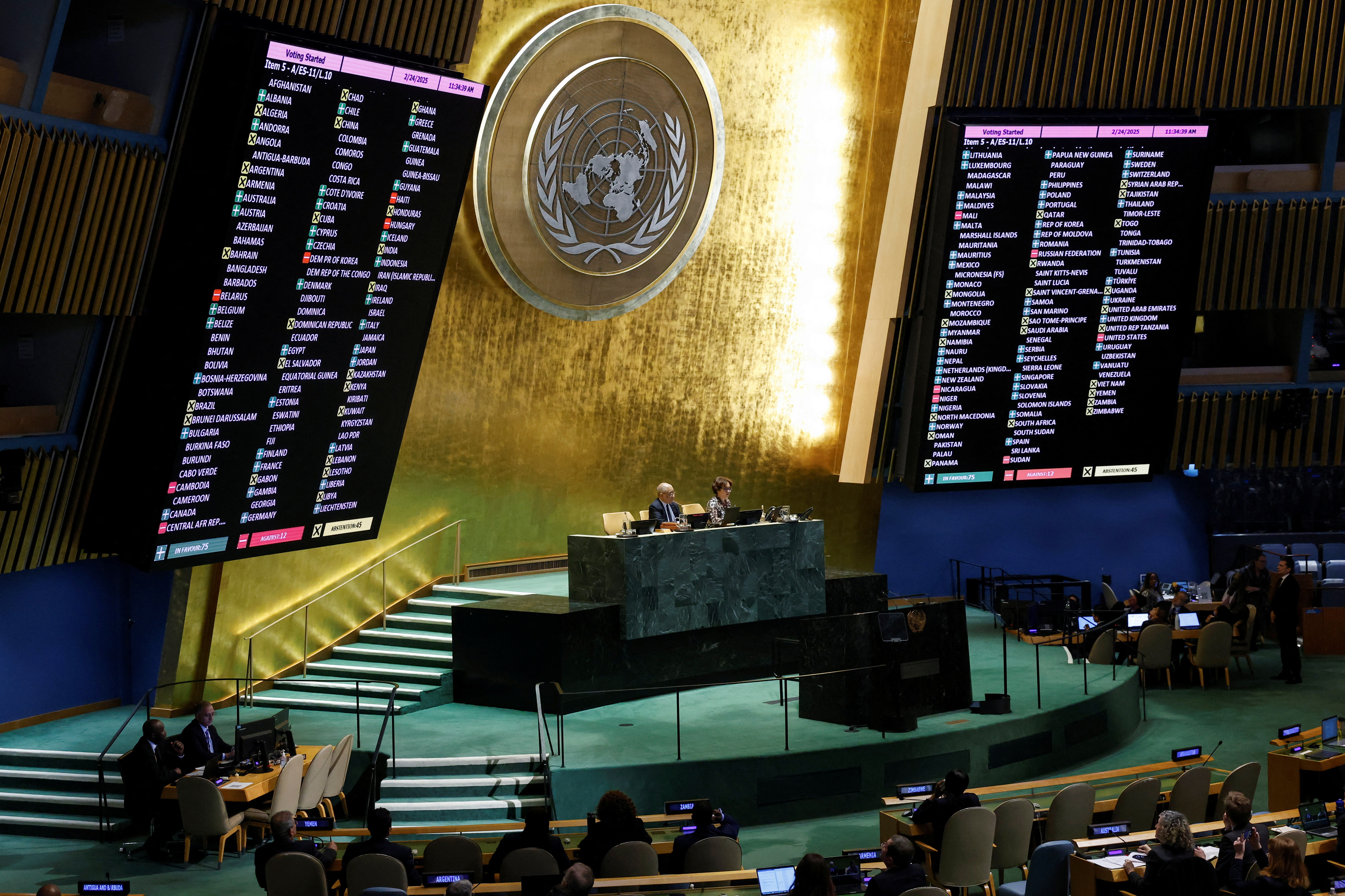 Eleventh Emergency Special Session meeting in the United Nations General Assembly, in New York