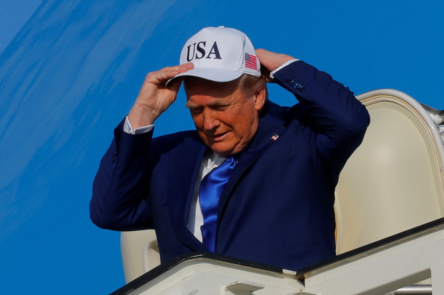 U.S. President Donald Trump arrives at Amsterdam Airport Schiphol