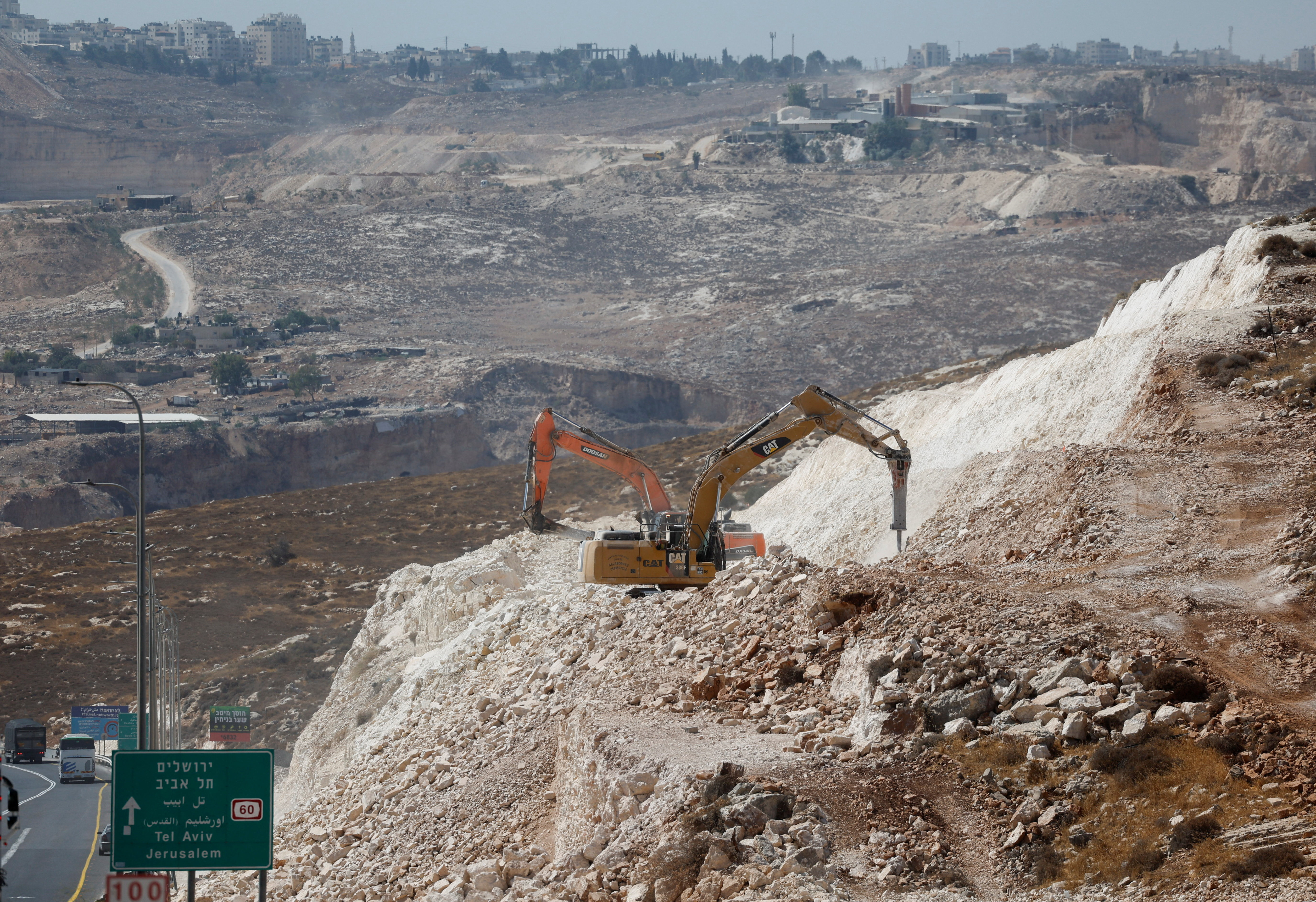 Expansion of Israeli bypass roads connecting Israeli settlers in the Israeli-occupied West Bank with Jerusalem