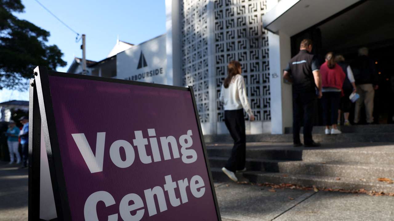 People vote at a pre-polling centre in Sydney