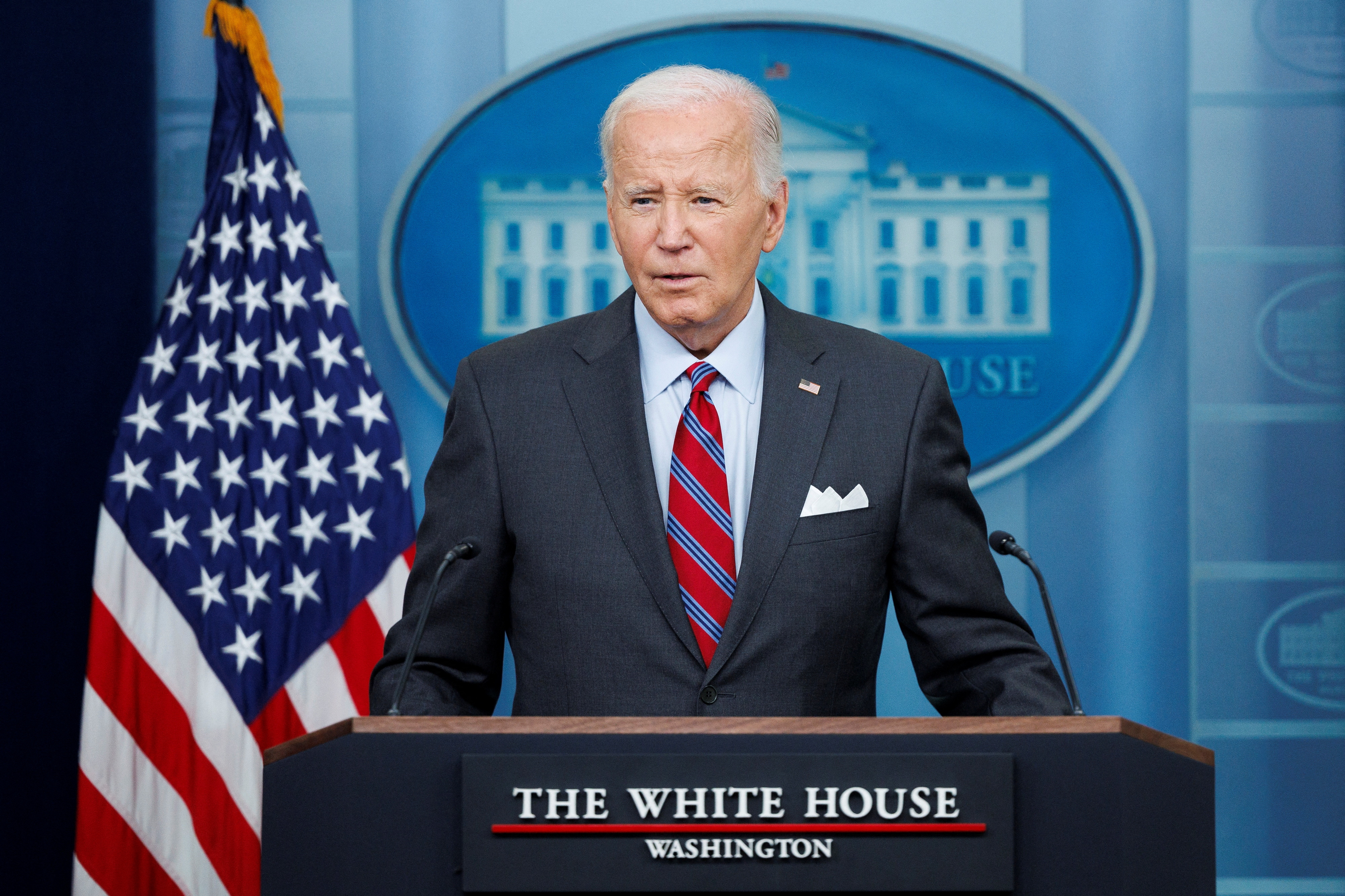 Press Secretary Karine Jean-Pierre hosts a daily press briefing at the White House
