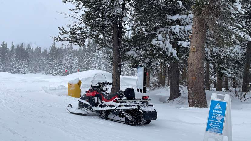 Rescue teams deploy to the site of an avalanche in a backcountry slope of California's Sierra Nevada mountains