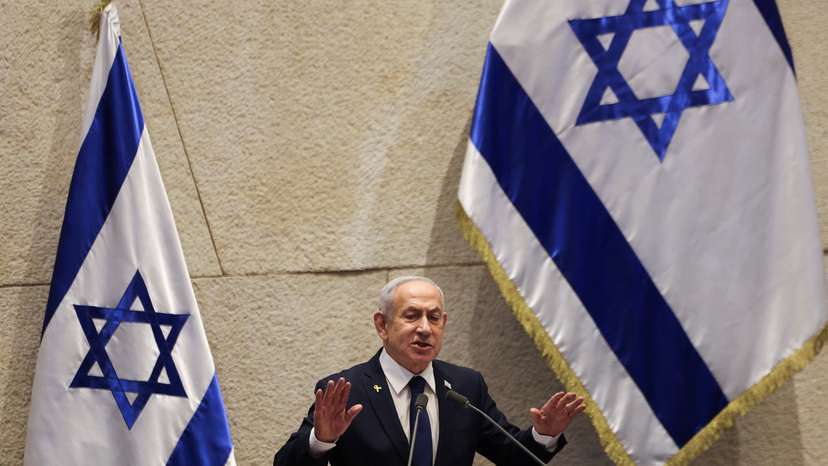 Israeli Prime Minister Netanyahu speaks at the plenum of the Knesset, in Jerusalem