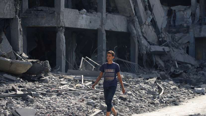 Aftermath of Israeli strikes on a UN school-turned shelter in Gaza City