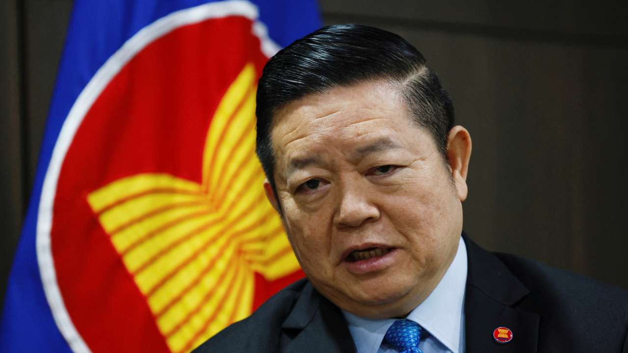 Secretary-General of ASEAN, Kao Kim Hourn speaks during an interview with Reuters at the ASEAN secretariat building in Jakarta