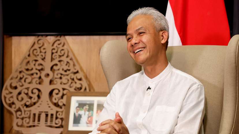 Indonesia's Presidential candidate Ganjar Pranowo speaks to Reuters in Jakarta