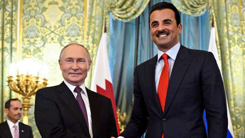 Russia's President Vladimir Putin meets Qatar's Emir Tamim bin Hamad Al Thani in Moscow