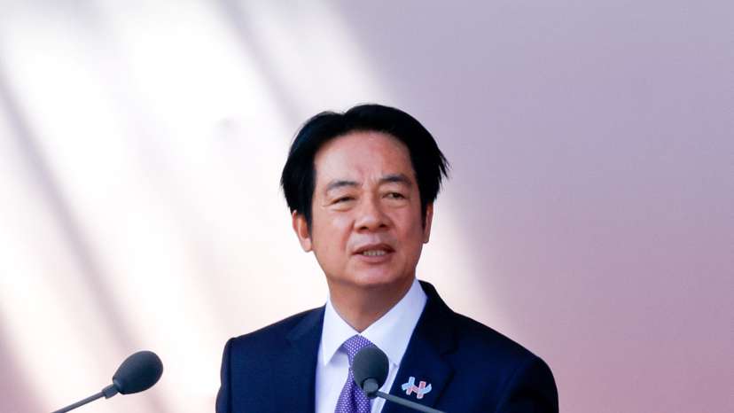 Taiwan's President Lai Ching-te delivers a speech during National Day celebrations in Taipei