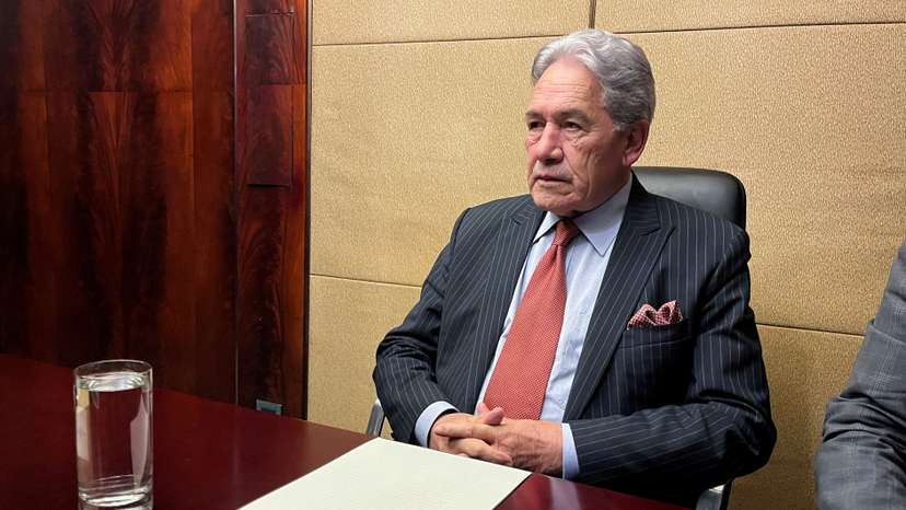New Zealand's Foreign Minister Winston Peters attends a press conference in Beijing