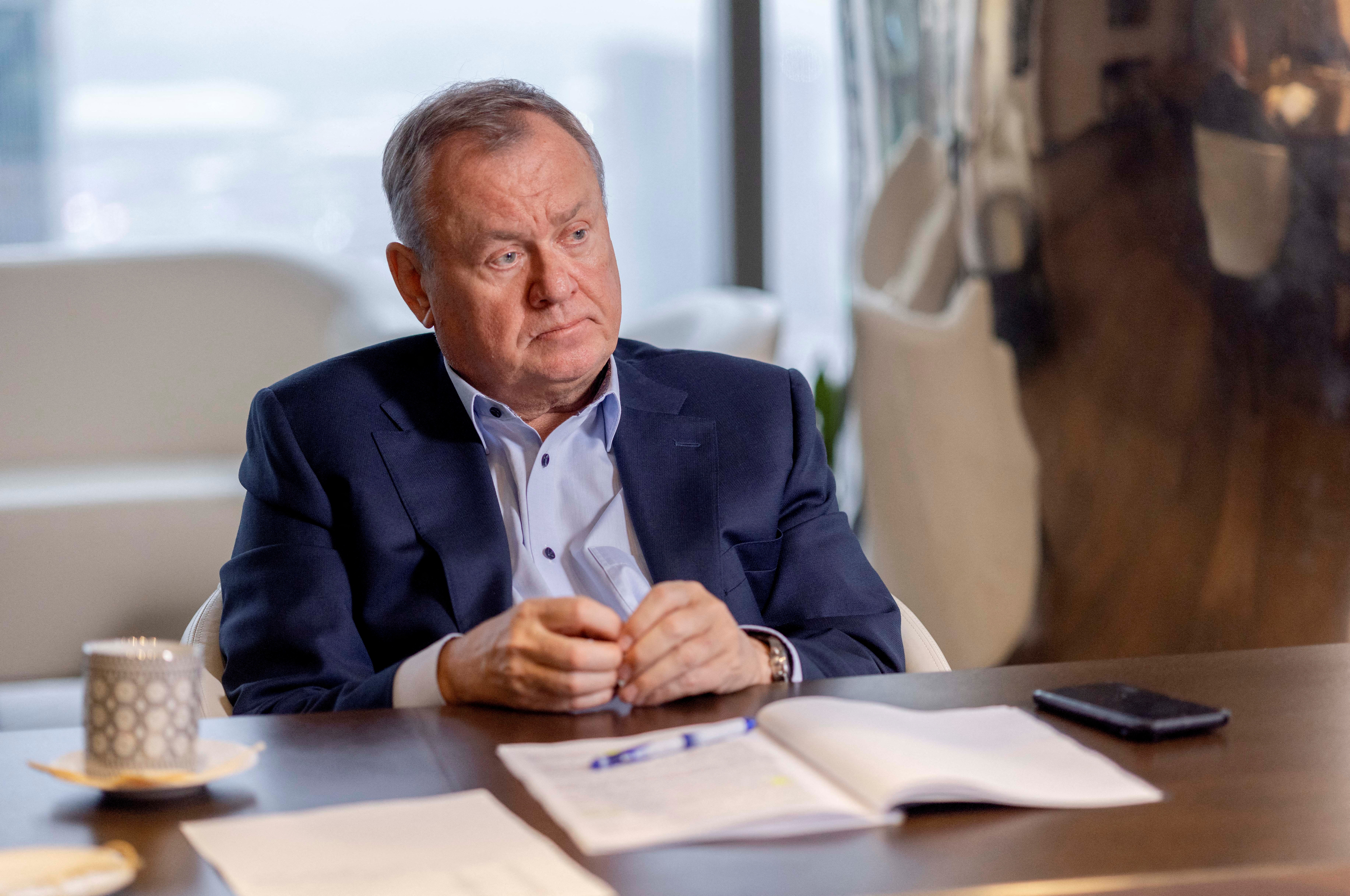 CEO of VTB bank Kostin attends an interview in Moscow