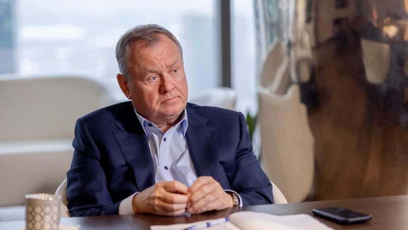 CEO of VTB bank Kostin attends an interview in Moscow