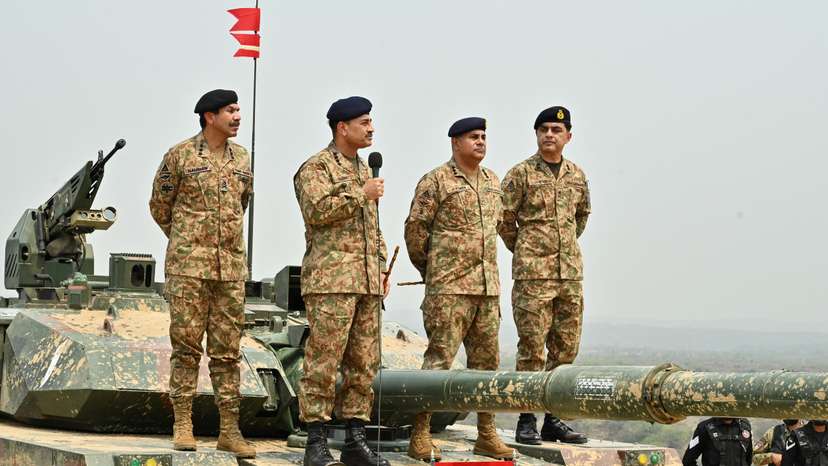 Chief of Army Staff of Pakistan Asim Munir visits the Tilla Field Firing Ranges to witness the Exercise Hammer Strike, a high-intensity field training exercise conducted by the Pakistan Army's Mangla Strike Corps, in Mangla